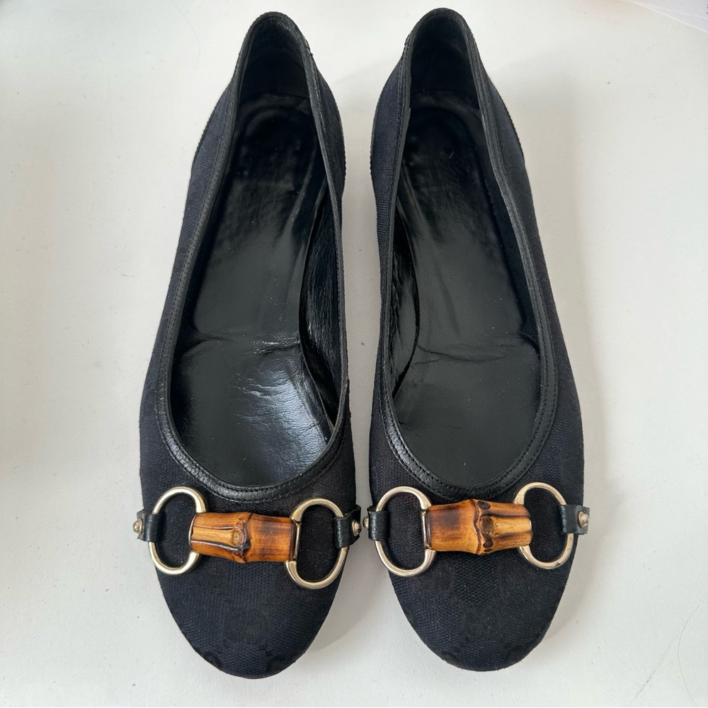Gucci Black Bamboo Ballet Flats Size 7 1/2